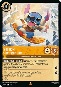 Stitch - Carefree Snowboarder (V.1) [11WSP-7] (Winterspell) (Rare)