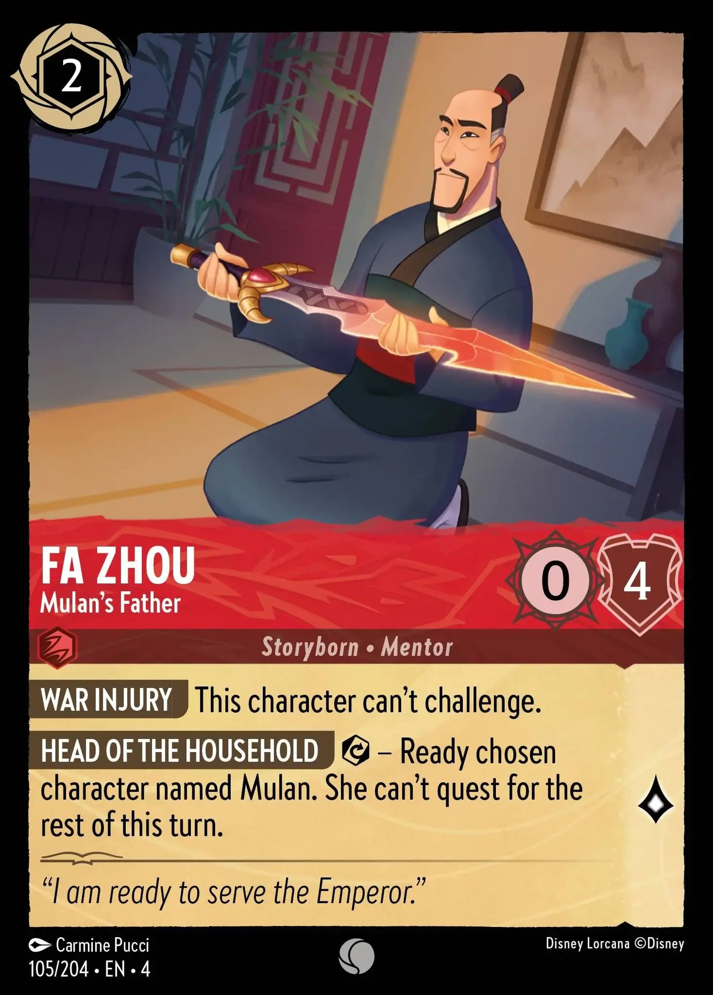 Fa Zhou - Mulan's Father [4URS-105] (Ursula's Return) (Common)